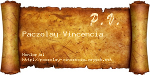 Paczolay Vincencia névjegykártya